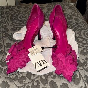 Zara Women's Pink Floral Heels